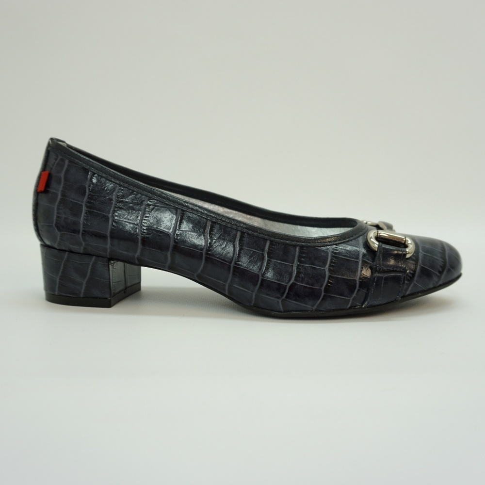 Marc Joseph New York  Croco Embossed Pumps Navy 38 - Picture 2 of 8